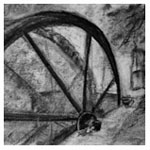 Knockando Water Wheel, 2011 (charcoal on paper)